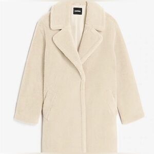 EXPRESS - Women’s Sherpa Teddy Coat (Beige) Size L